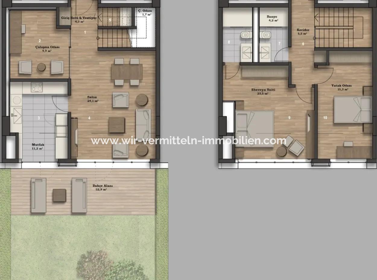 Boş İncek Loft Satılık 3+1 Bahçe Dubleksi Peyzaj Manzaralı Daire